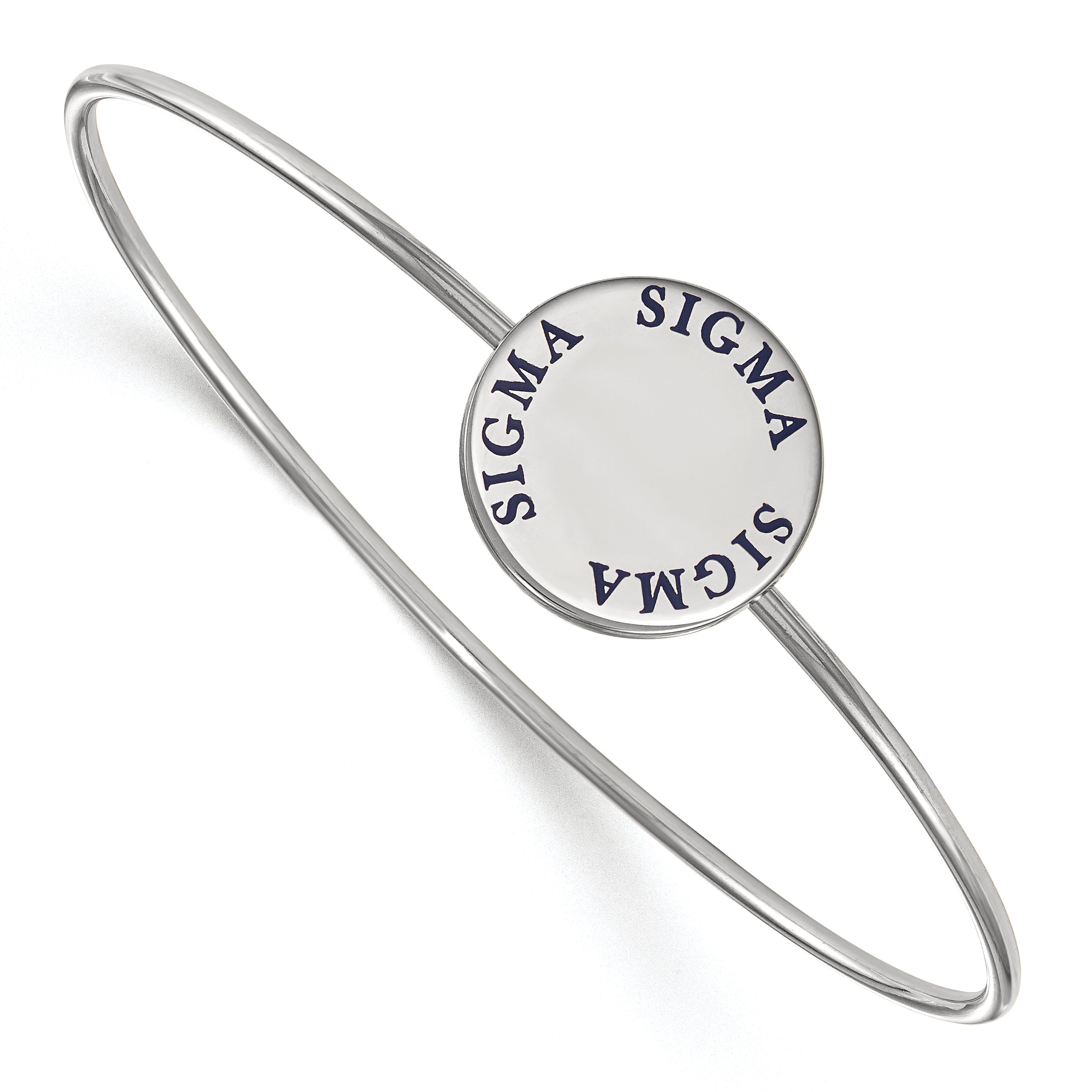 Sterling Silver S. Rh Plated Logoart Sigma Enameled Slip On Bangle