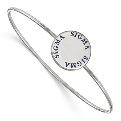 Sterling Silver S. Rh Plated Logoart Sigma Enameled Slip On Bangle