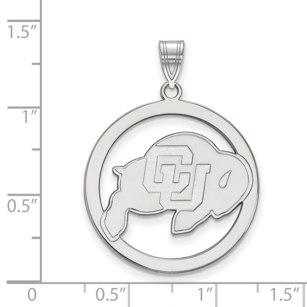 Sterling Silver Rhodium Plated Logoart University Of Colorado Buffalo Extra Large Circle Pendant