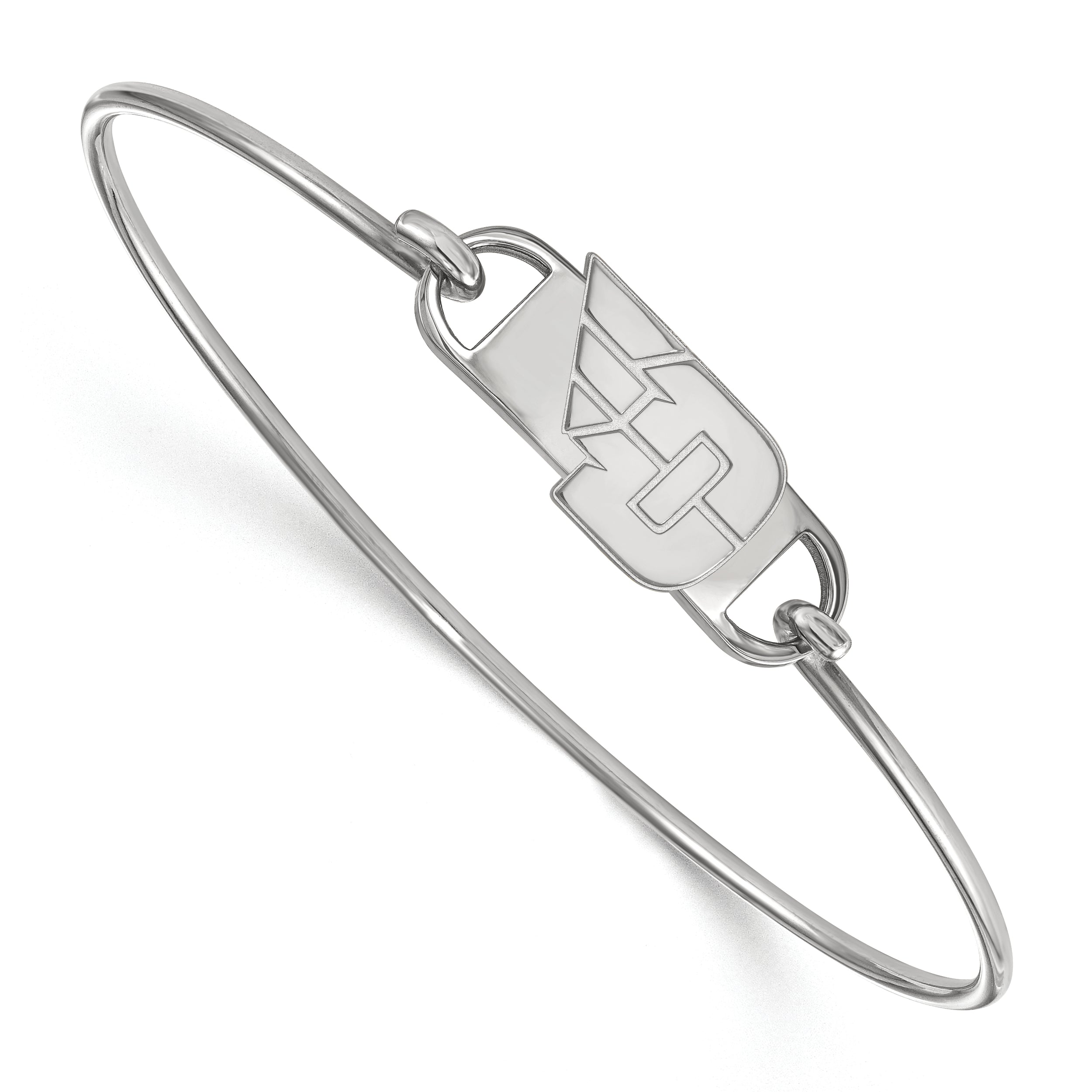 Sterling Silver Rhodium Plated Logoart University Of Dayton Small Center 7 Inch Wire Bangle