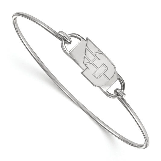 Sterling Silver Rhodium Plated Logoart University Of Dayton Small Center 7 Inch Wire Bangle