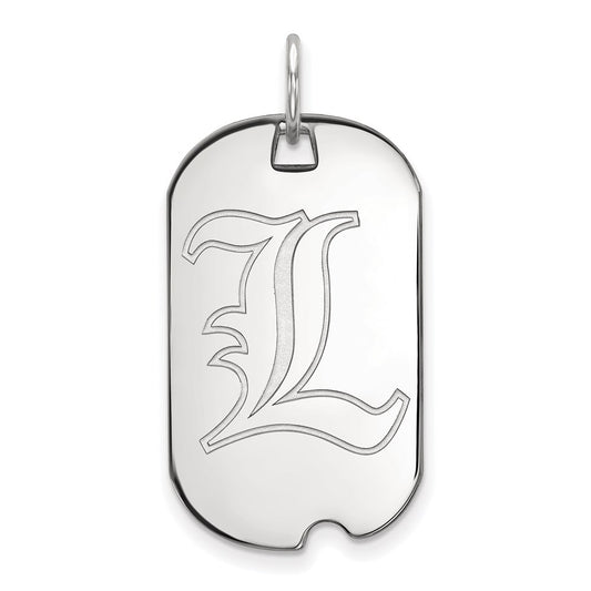 10K White Gold Logoart University Of Louisville Letter L Small Dog Tag Pendant