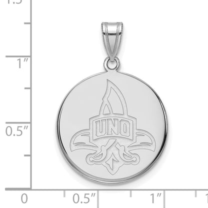 14K White Gold Logoart University Of New Orleans Privateers Large Disc Pendant