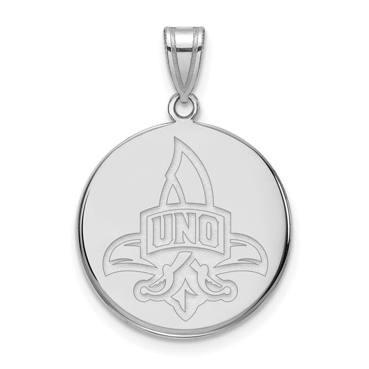 10K White Gold Logoart University Of New Orleans Privateers Large Disc Pendant
