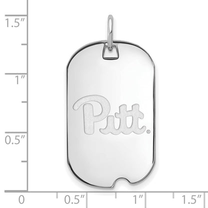 Sterling Silver Rhodium Plated Logoart University Of Pittsburgh Small Dog Tag Pendant