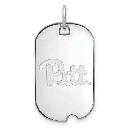 14K White Gold Logoart University Of Pittsburgh Small Dog Tag Pendant