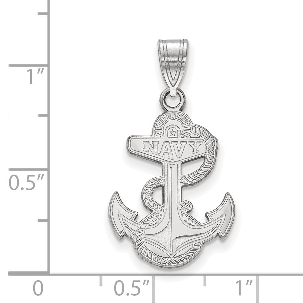Sterling Silver Rhodium Plated Logoart Us Naval Academy Anchor Large Pendant