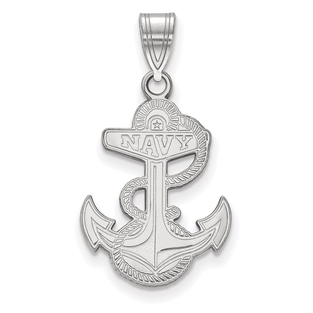Sterling Silver Rhodium Plated Logoart Us Naval Academy Anchor Large Pendant