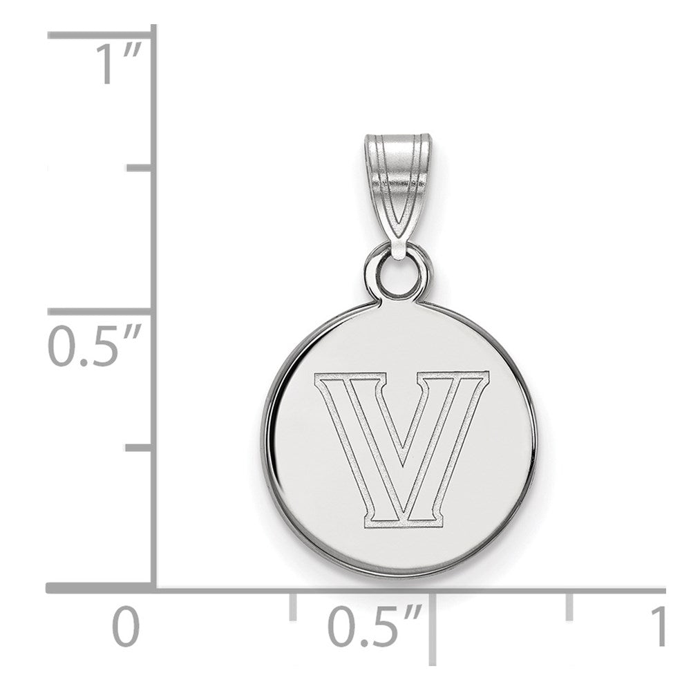 14K White Gold Logoart Villanova University Letter V Small Disc Pendant