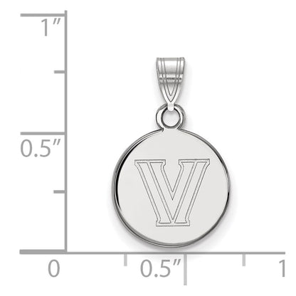 14K White Gold Logoart Villanova University Letter V Small Disc Pendant