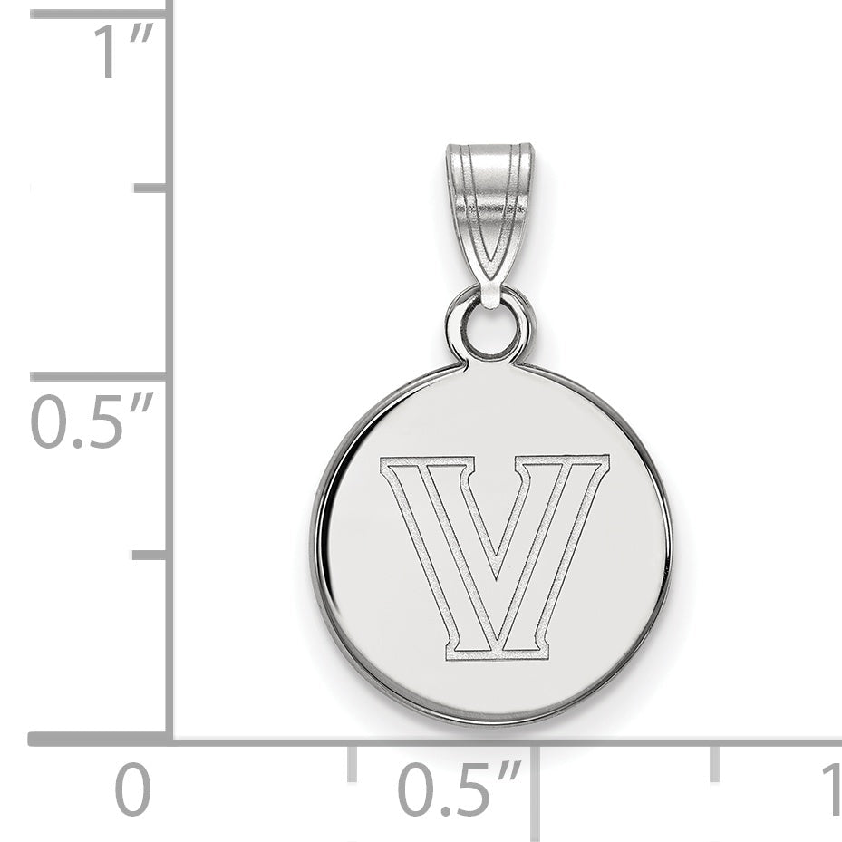 Sterling Silver Rhodium Plated Logoart Villanova University Letter V Small Disc Pendant
