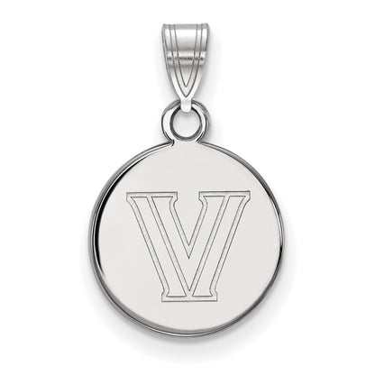 14K White Gold Logoart Villanova University Letter V Small Disc Pendant
