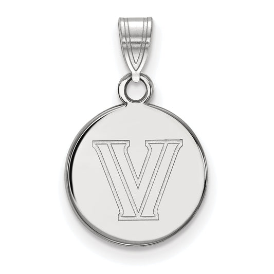 Sterling Silver Rhodium Plated Logoart Villanova University Letter V Small Disc Pendant