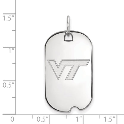 10K White Gold Logoart Virginia Tech V T Small Dog Tag Pendant