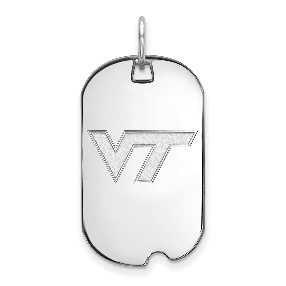 10K White Gold Logoart Virginia Tech V T Small Dog Tag Pendant