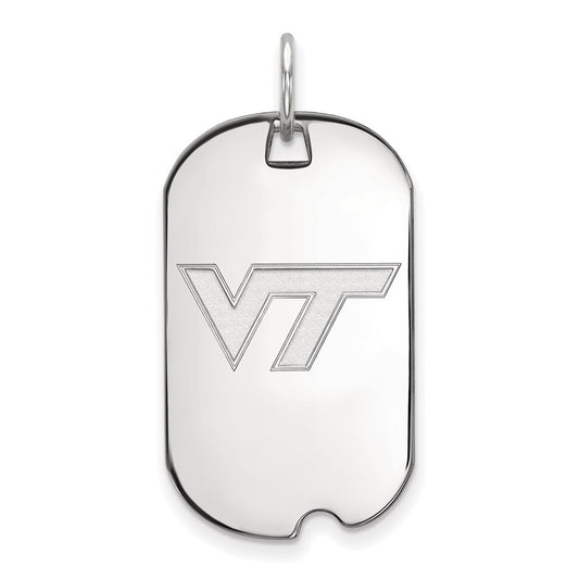 14K White Gold Logoart Virginia Tech V T Small Dog Tag Pendant
