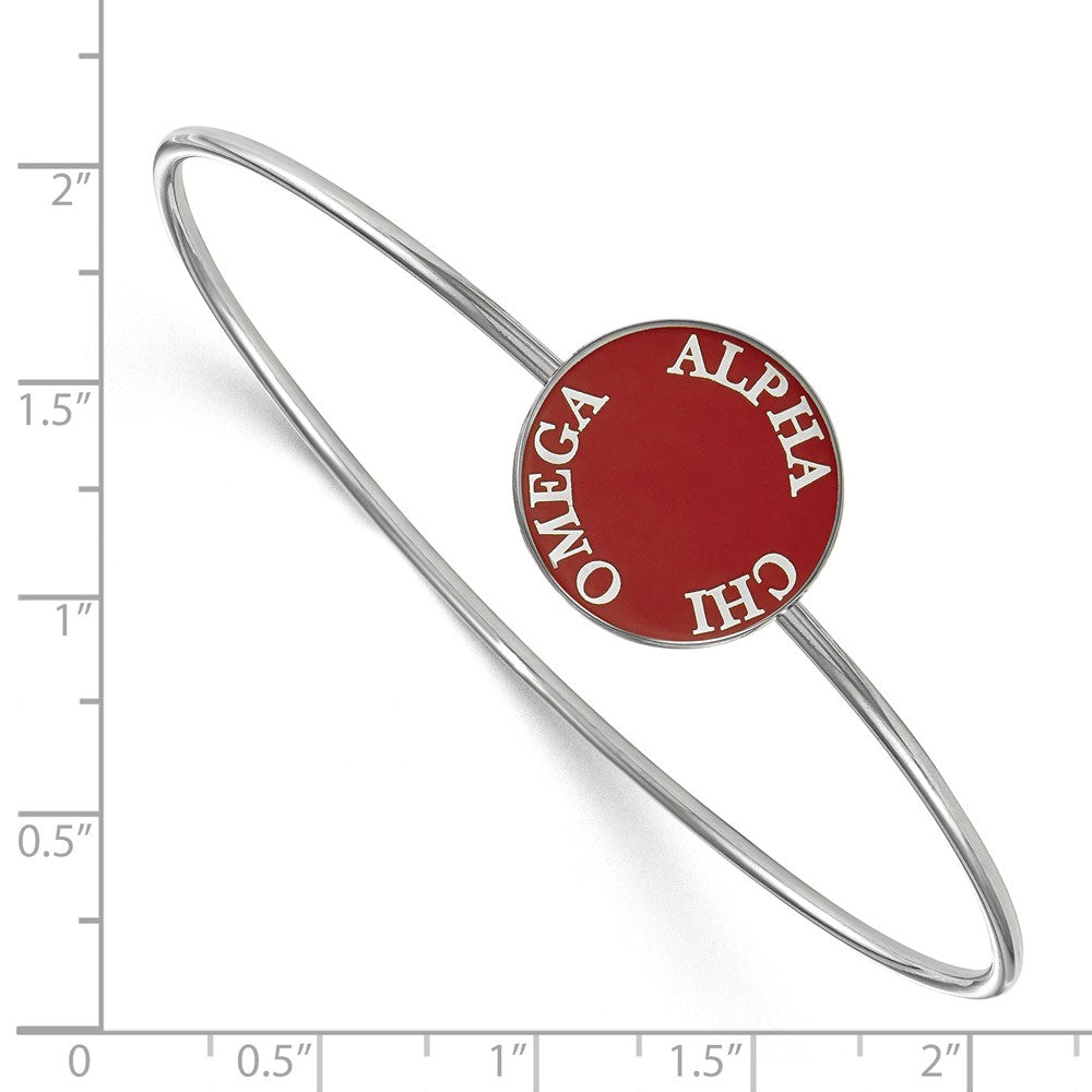 Sterling Silver Rh Plated Logoart Alpha Chi Omega Enameled Slip On Bangle