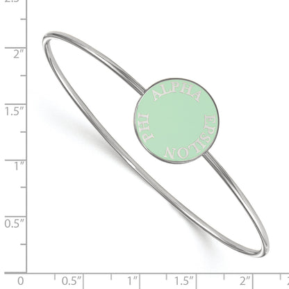 Sterling Silver S. Rh Plated Logoart Alpha Epsilon Phi Enameled Slip On Bangle