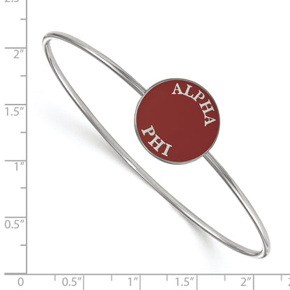 Sterling Silver Rh Plated Logoart Alpha Phi Enameled Slip On Bangle