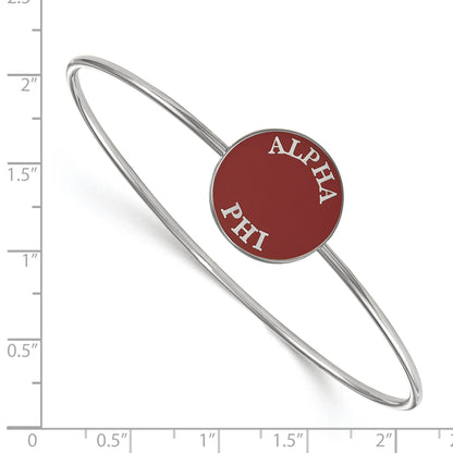 Sterling Silver Rh Plated Logoart Alpha Phi Enameled Slip On Bangle