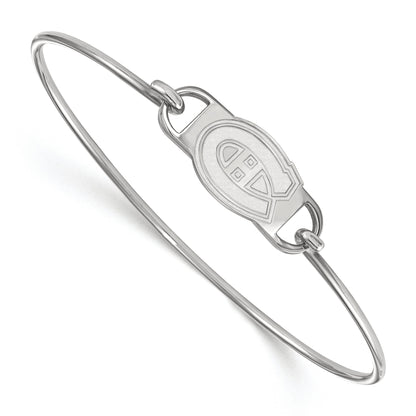 Sterling Silver Rhodium Plated Nhl Logoart Montreal Canadiens Small Center 7 Inch Wire Bangle