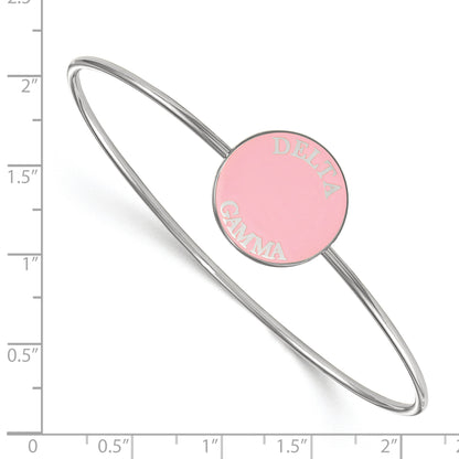 Sterling Silver Rh Plated Logoart Delta Gamma Enameled Slip On Bangle