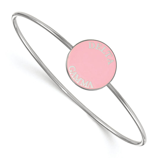 Sterling Silver Rh Plated Logoart Delta Gamma Enameled Slip On Bangle