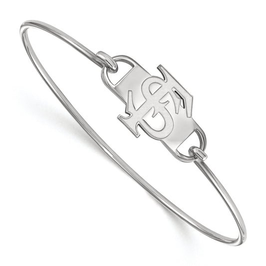 Sterling Silver Rhodium Plated Logoart Florida State University F S Small Center 7 Inch Wire Bangle