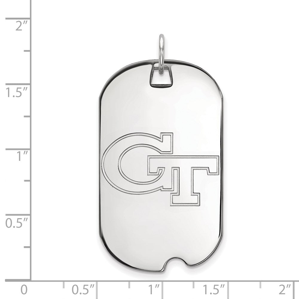 10K White Gold Logoart Georgia Institute Of Technology G T Large Dog Tag Pendant