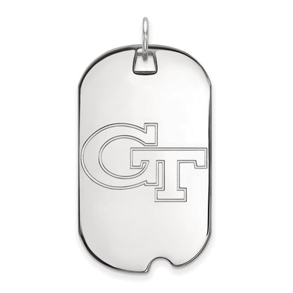 Sterling Silver Rhodium Plated Logoart Georgia Institute Of Technology G T Large Dog Tag Pendant