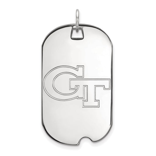 Sterling Silver Rhodium Plated Logoart Georgia Institute Of Technology G T Large Dog Tag Pendant