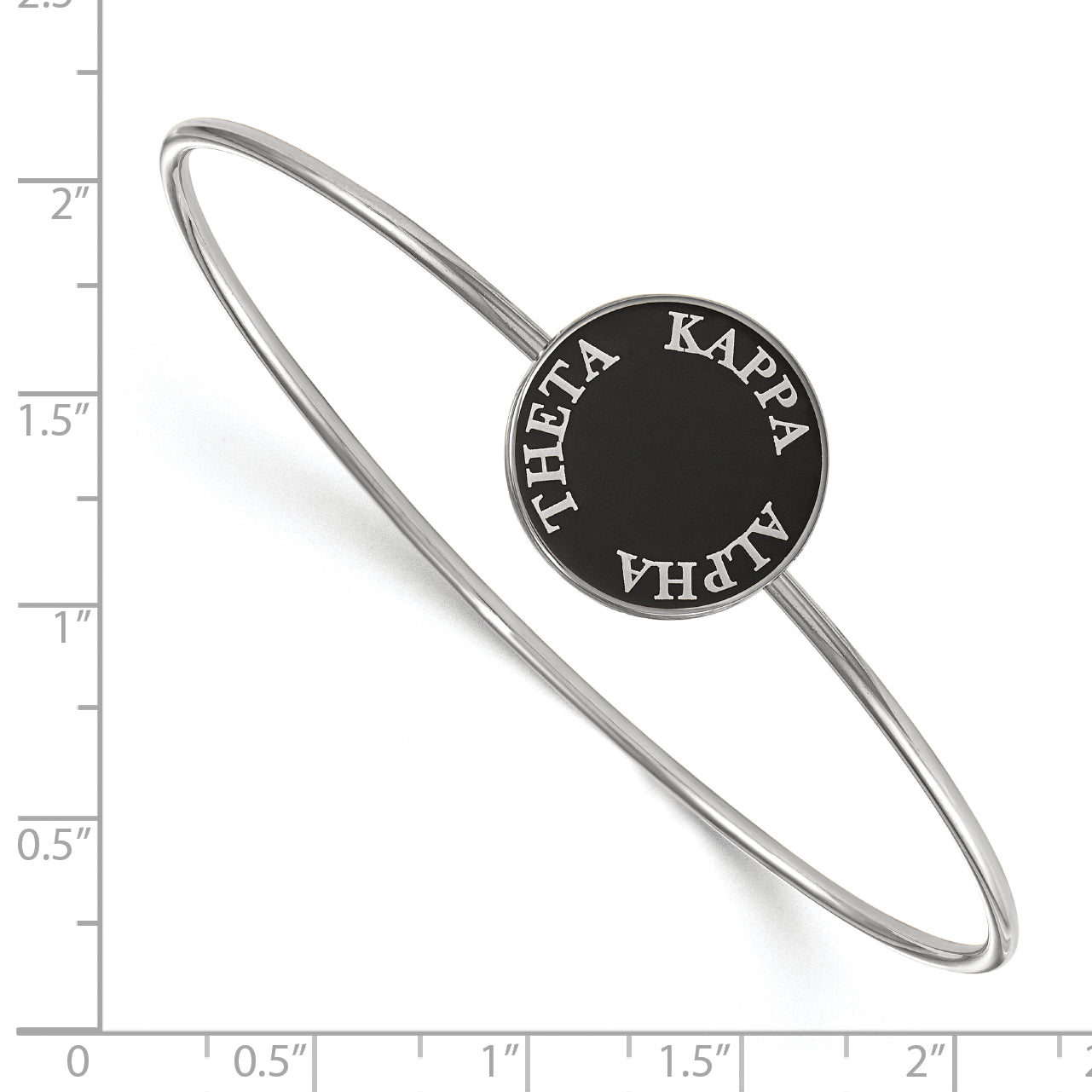 Sterling Silver S. Rh Plated Logoart Kappa Alpha Theta Enameled Slip On Bangle