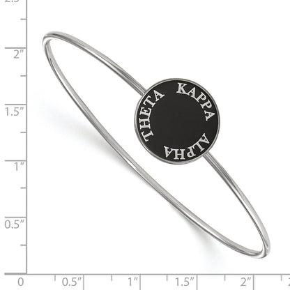 Sterling Silver S. Rh Plated Logoart Kappa Alpha Theta Enameled Slip On Bangle