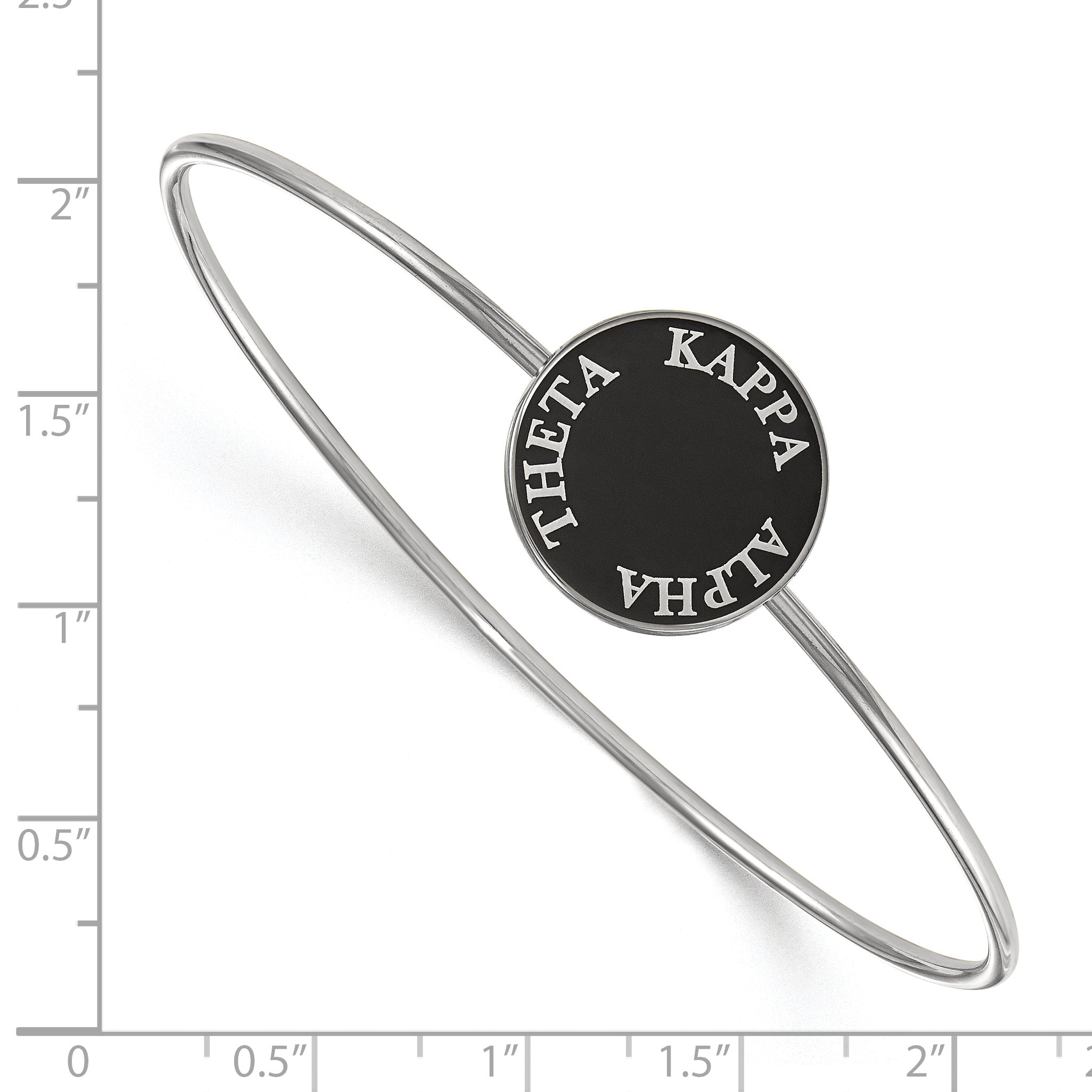 Sterling Silver S. Rh Plated Logoart Kappa Alpha Theta Enameled Slip On Bangle