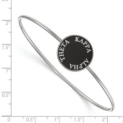 Sterling Silver S. Rh Plated Logoart Kappa Alpha Theta Enameled Slip On Bangle
