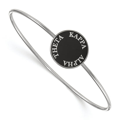 Sterling Silver S. Rh Plated Logoart Kappa Alpha Theta Enameled Slip On Bangle