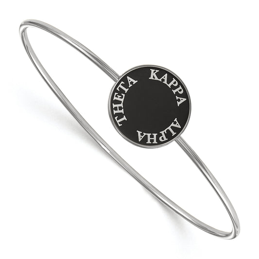 Sterling Silver S. Rh Plated Logoart Kappa Alpha Theta Enameled Slip On Bangle