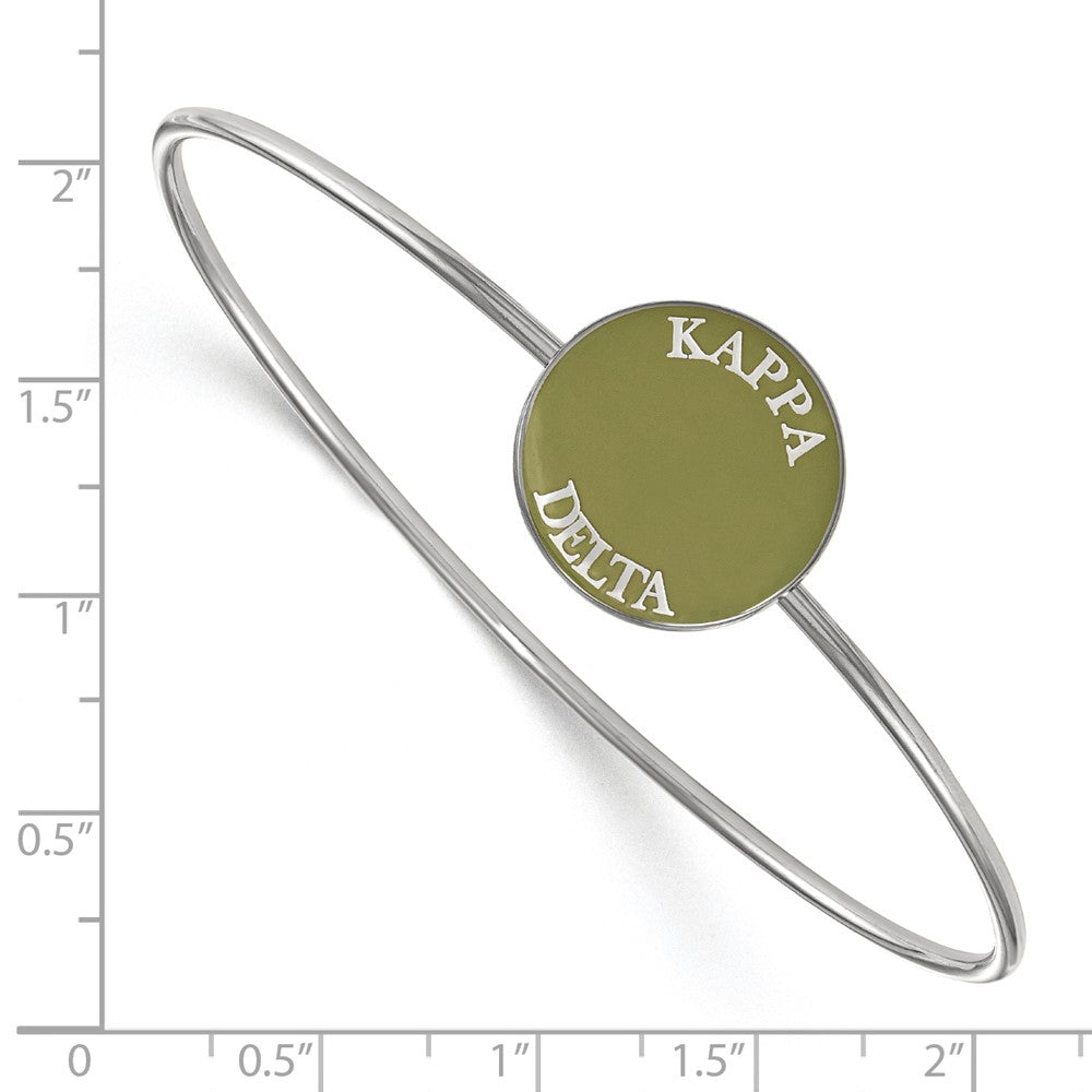 Sterling Silver Rh Plated Logoart Kappa Delta Enameled Slip On Bangle