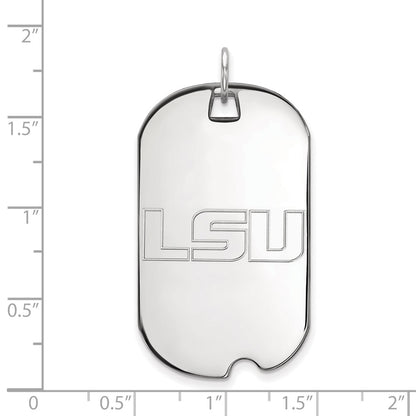 Sterling Silver Rhodium Plated Logoart Louisiana State University L S U Large Dog Tag Pendant