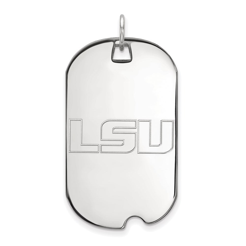 14K White Gold Logoart Louisiana State University L S U Large Dog Tag Pendant