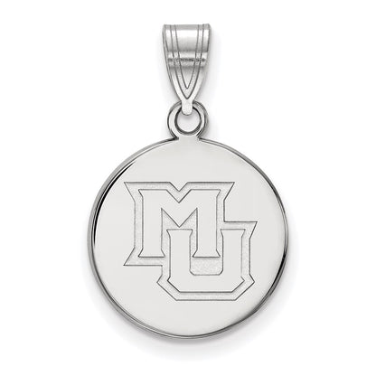 14K White Gold Logoart Marquette University M U Medium Disc Pendant