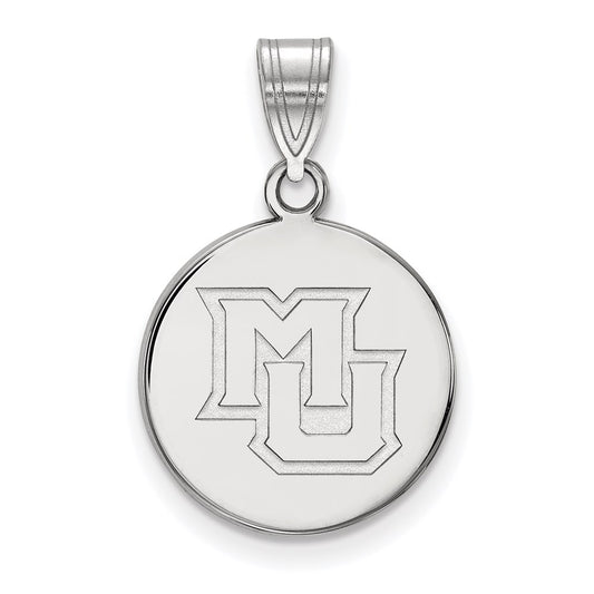 10K White Gold Logoart Marquette University M U Medium Disc Pendant