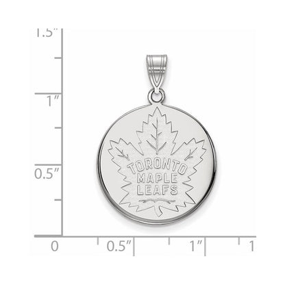 14K White Gold Nhl Logoart Toronto Maple Leafs Large Disc Pendant