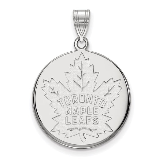 14K White Gold Nhl Logoart Toronto Maple Leafs Large Disc Pendant