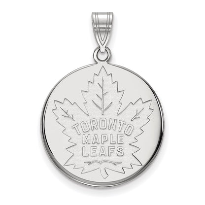 Sterling Silver Rhodium Plated Nhl Logoart Toronto Maple Leafs Large Disc Pendant