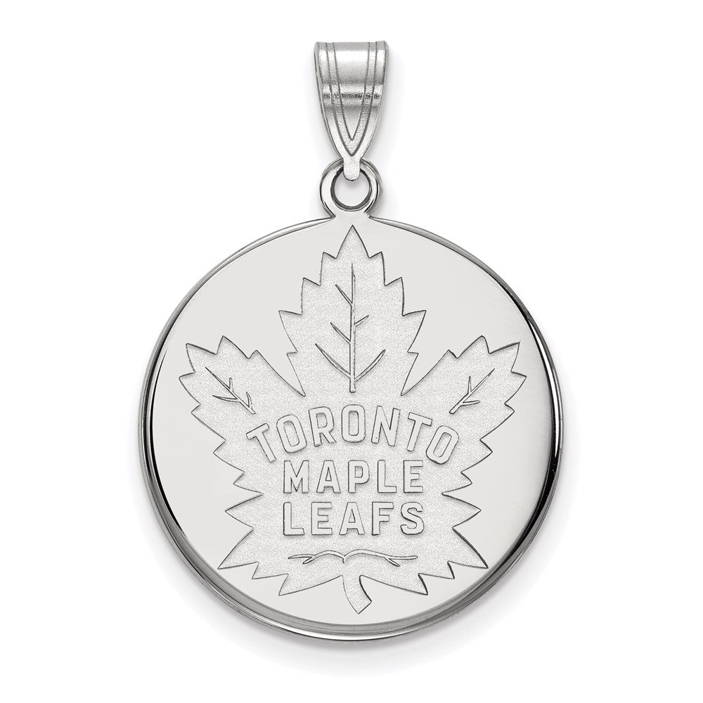 10K White Gold Nhl Logoart Toronto Maple Leafs Large Disc Pendant