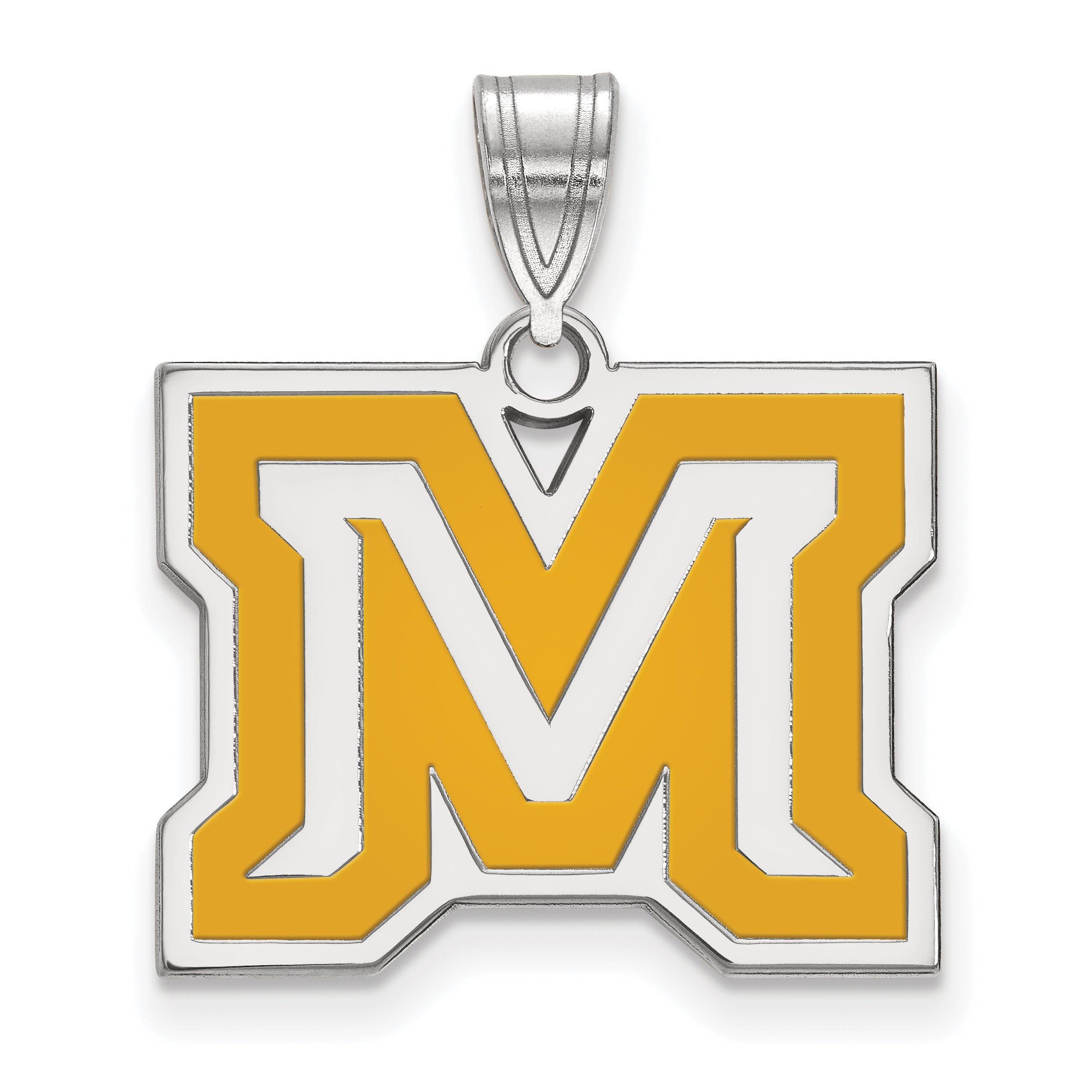 Sterling Silver Rhodium Plated Logoart Montana State University Letter M Medium Enameled Pendant
