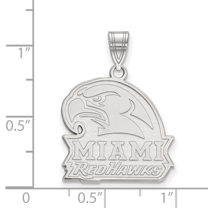 14K White Gold Logoart Miami University Ohio Redhawks Large Pendant