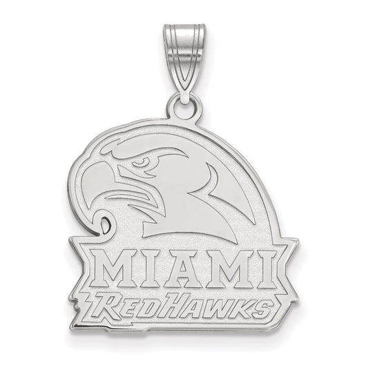 10K White Gold Logoart Miami University Ohio Redhawks Large Pendant