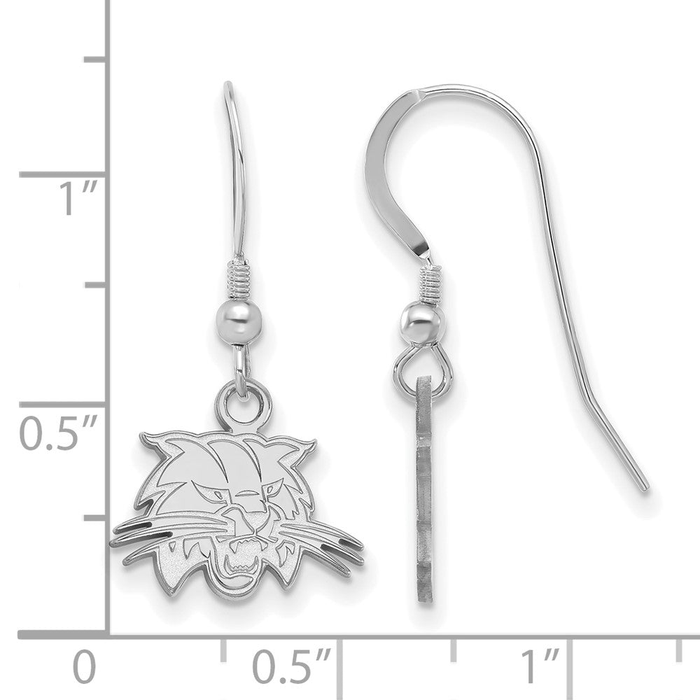 Sterling Silver Rhodium Plated Logoart Ohio University Bobcat Extra Small Dangle Wire Earrings
